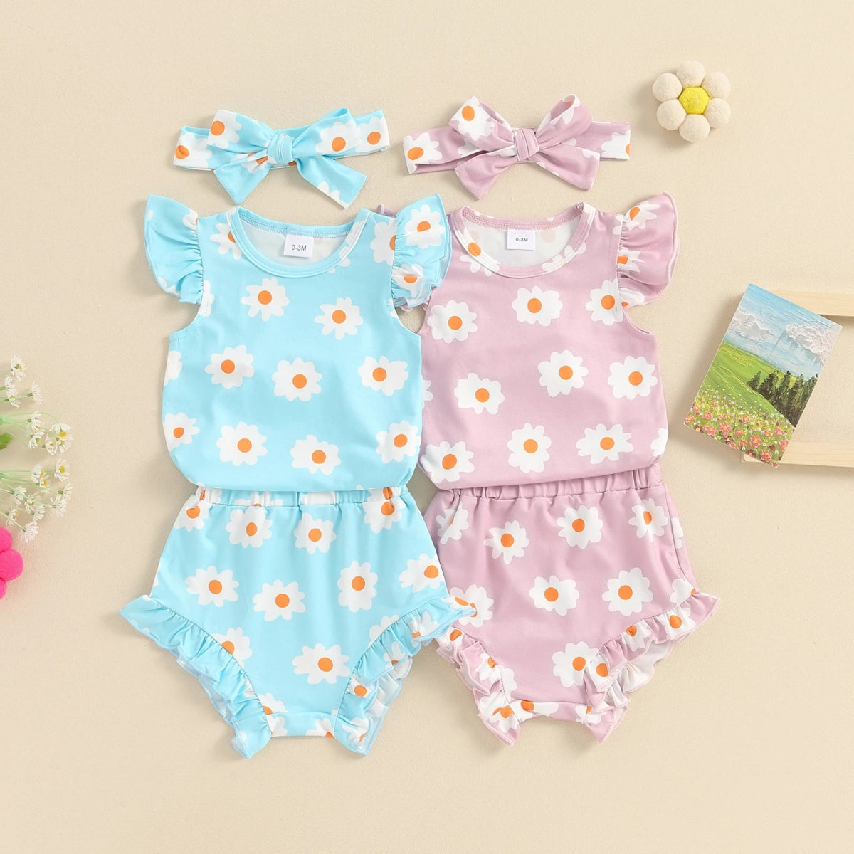 Conjunto Flores 3Pçs | 0 - 18 Meses - Betina Baby