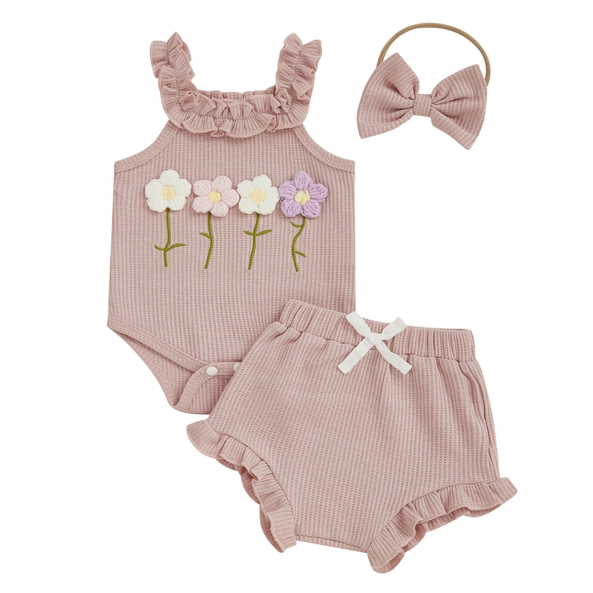 Conjunto Flores + Laço | 0 - 18 Meses - Betina Baby