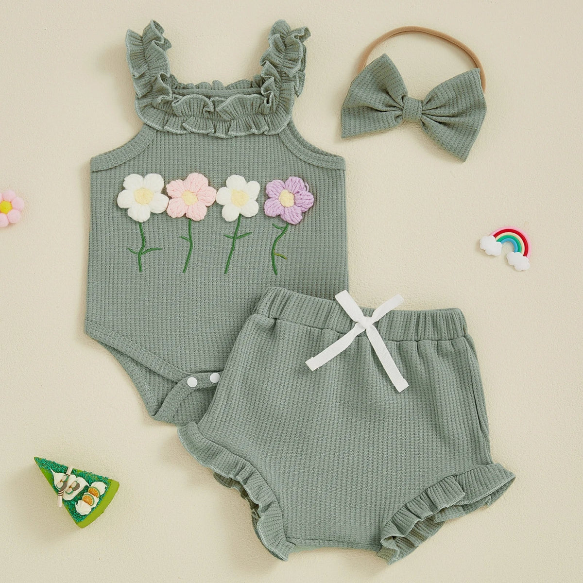 Conjunto Flores + Laço | 0 - 18 Meses - Betina Baby