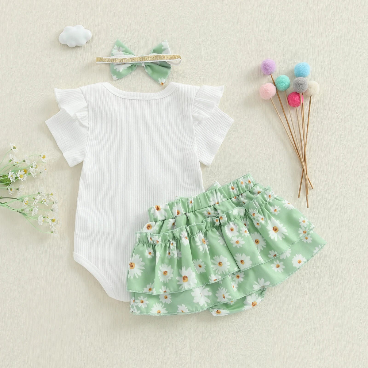 Conjunto Margarida 3Pçs | 0 - 18 Meses - Betina Baby