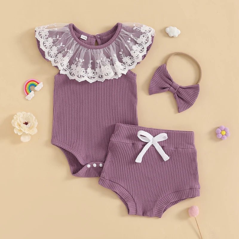 Conjunto Rendado + Laço | 0 - 18 Meses - Betina Baby