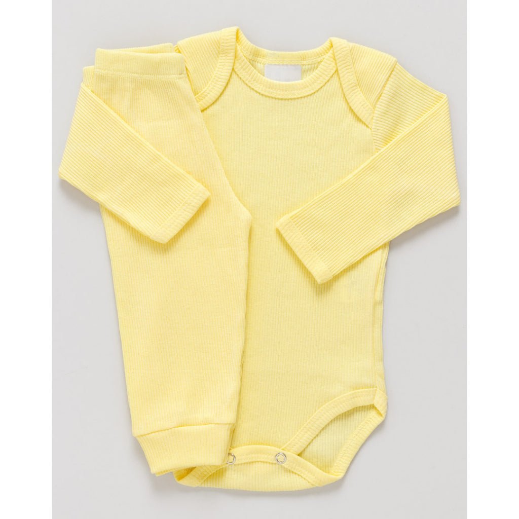 Kit 6 Peças Body Pagão Canelado - Amarelo - Betina Baby