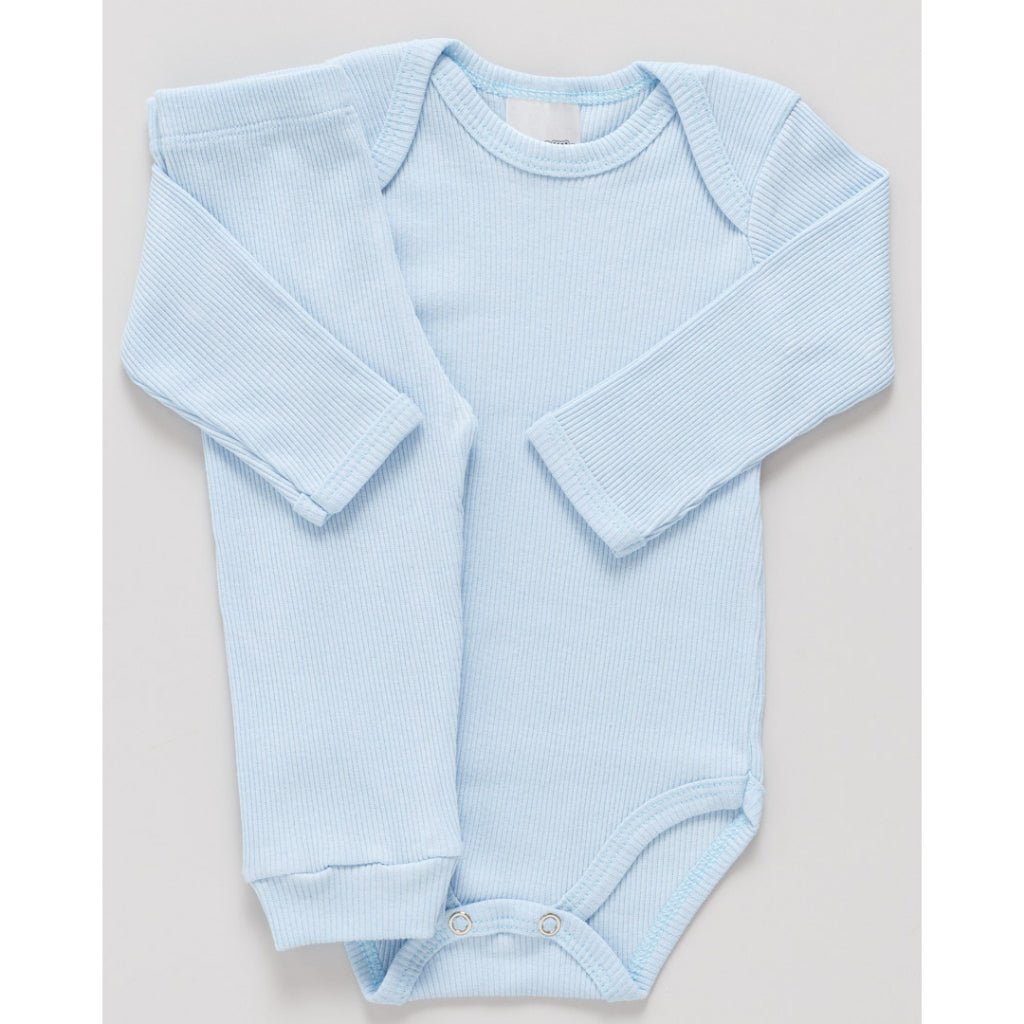 Kit 6 Peças Body Pagão Canelado - Azul - Betina Baby