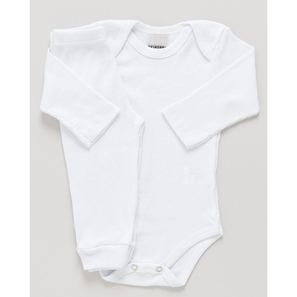 Kit 6 Peças Body Pagão Canelado - Branco - Betina Baby