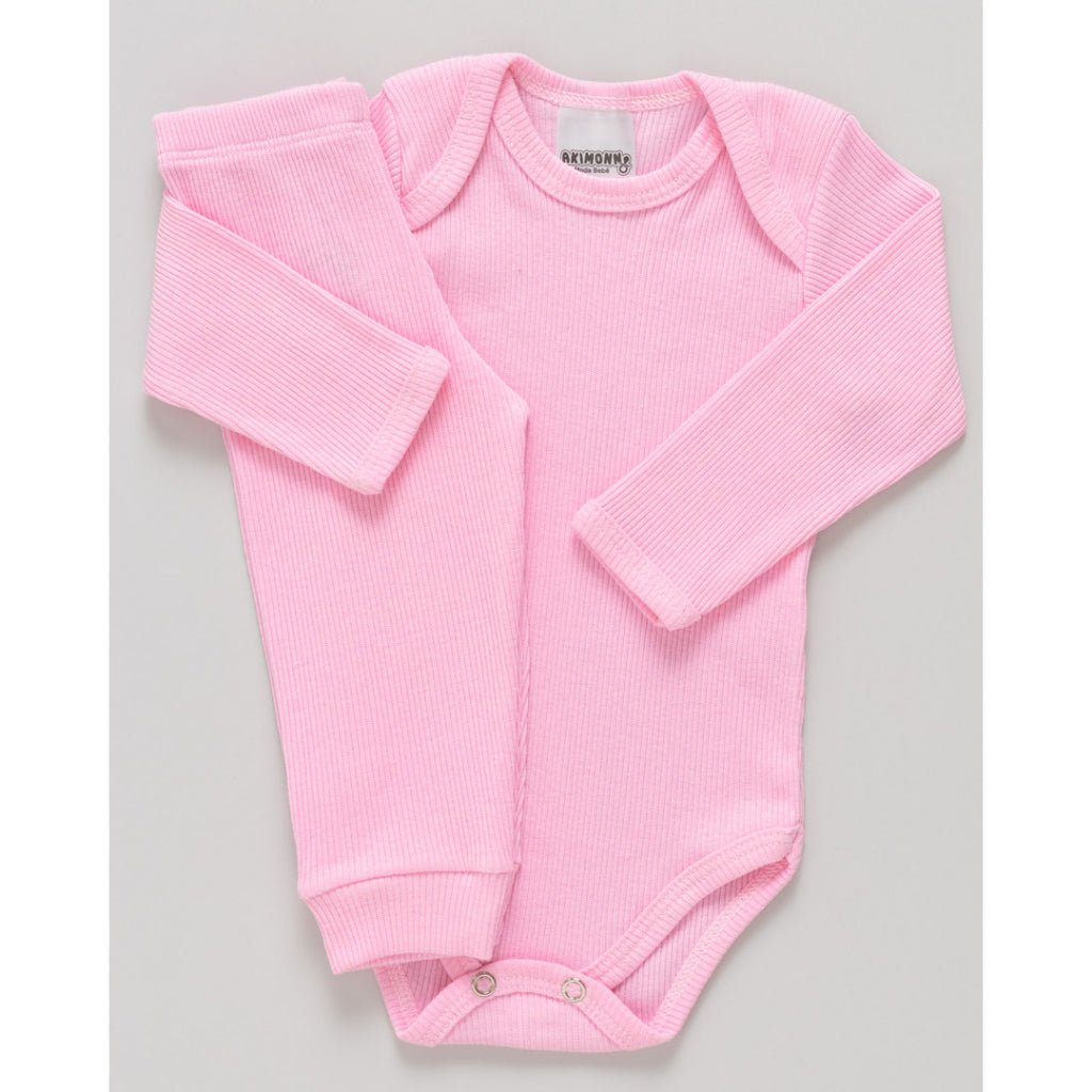 Kit 6 Peças Body Pagão Canelado - Rosa - Betina Baby