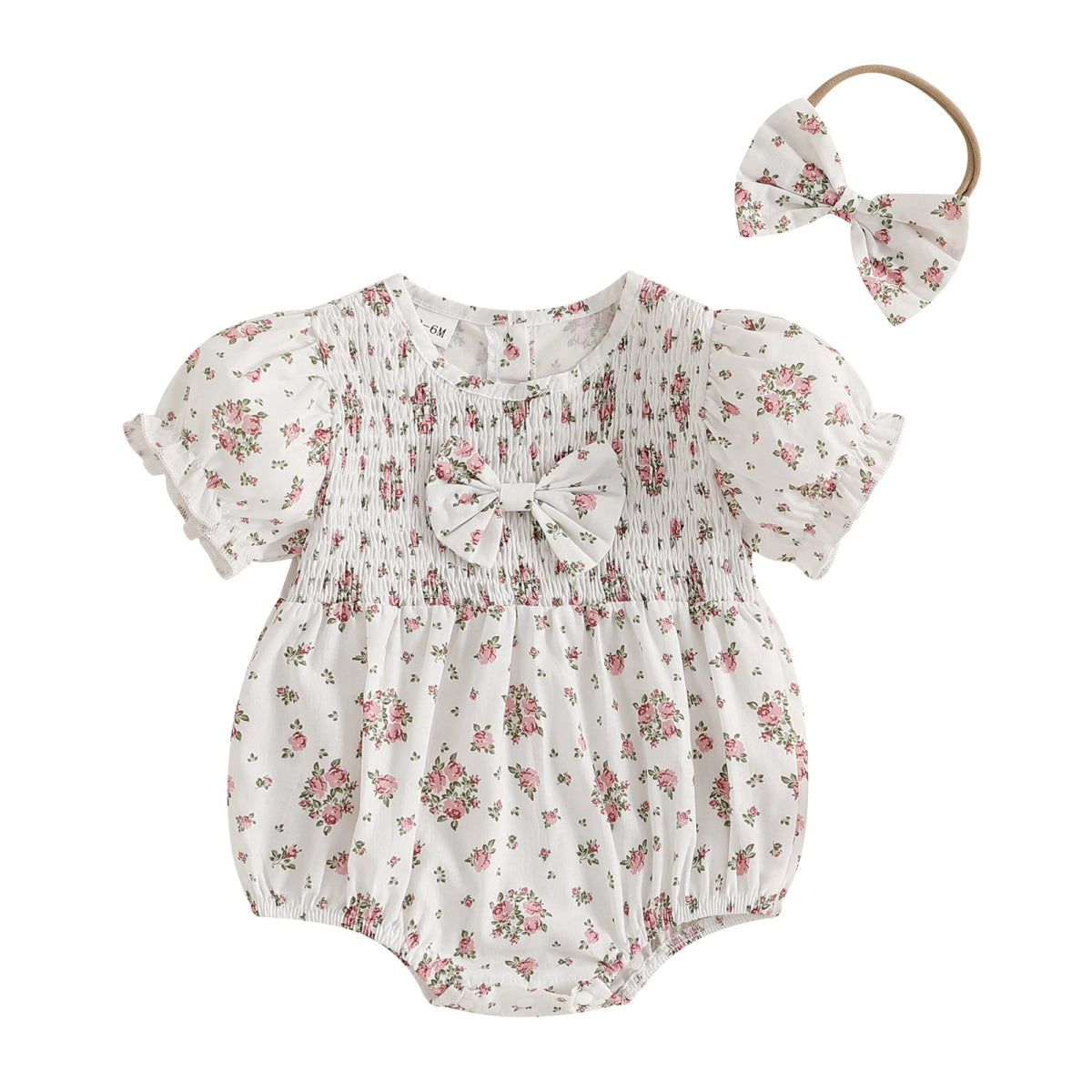 Macacão Floral + Laço | 0 - 18 Meses - Betina Baby