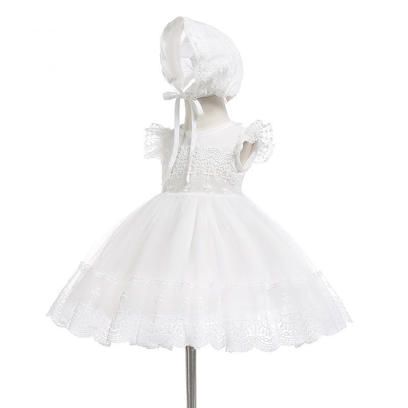 Vestido Batizado Tule + Touca | 0 - 24 Meses - Betina Baby