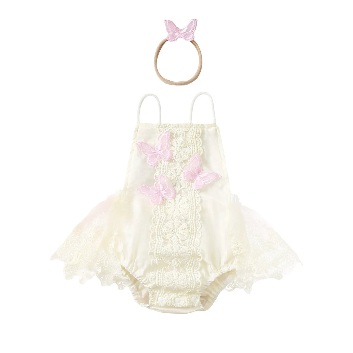 Vestido Body Bordado Borboleta + Laço | 0 - 24 Meses - Betina Baby