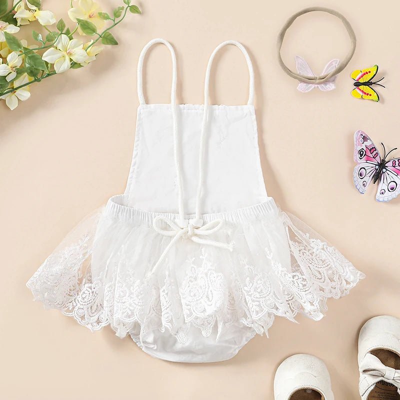 Vestido Body Bordado Borboleta + Laço | 0 - 24 Meses - Betina Baby