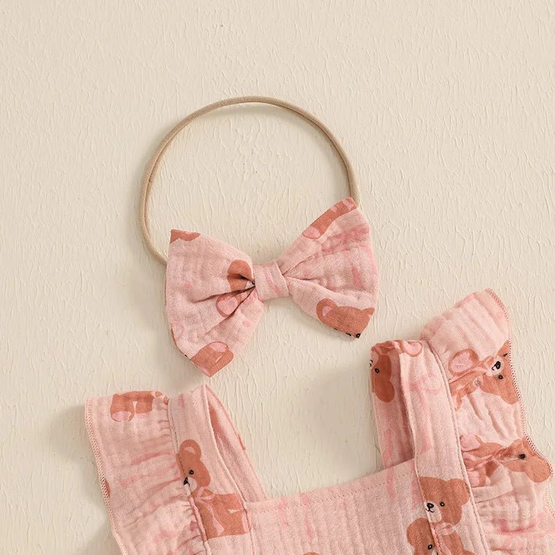 Vestido Body Ursinho + Laço | 0 - 18 Meses - Betina Baby