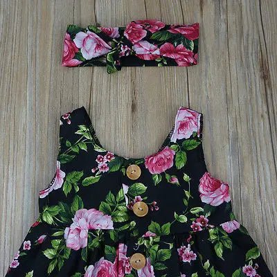 Vestido Botões Flores + Laço | 6M - 4 Anos - Betina Baby