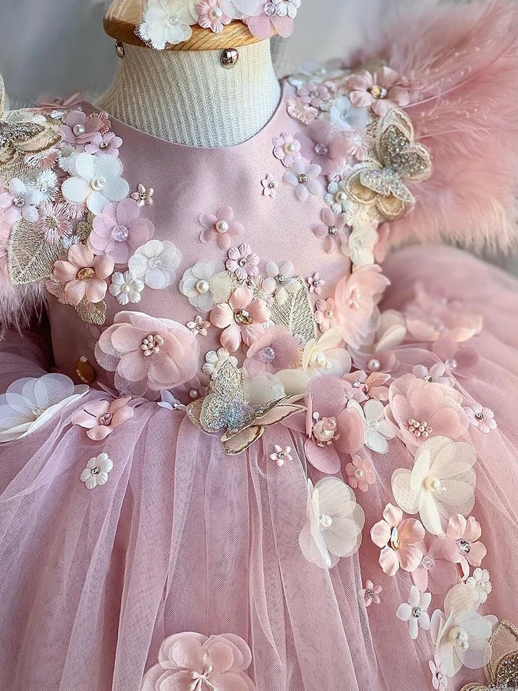 Vestido de Festa Luxo Tule Plumas | 9M - 4 Anos - Betina Baby