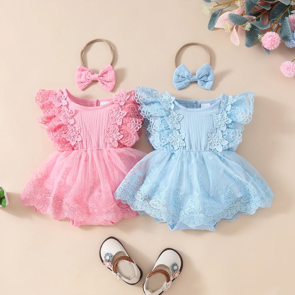 Vestido Tule Babado + Laço | 0 - 18 Meses - Betina Baby