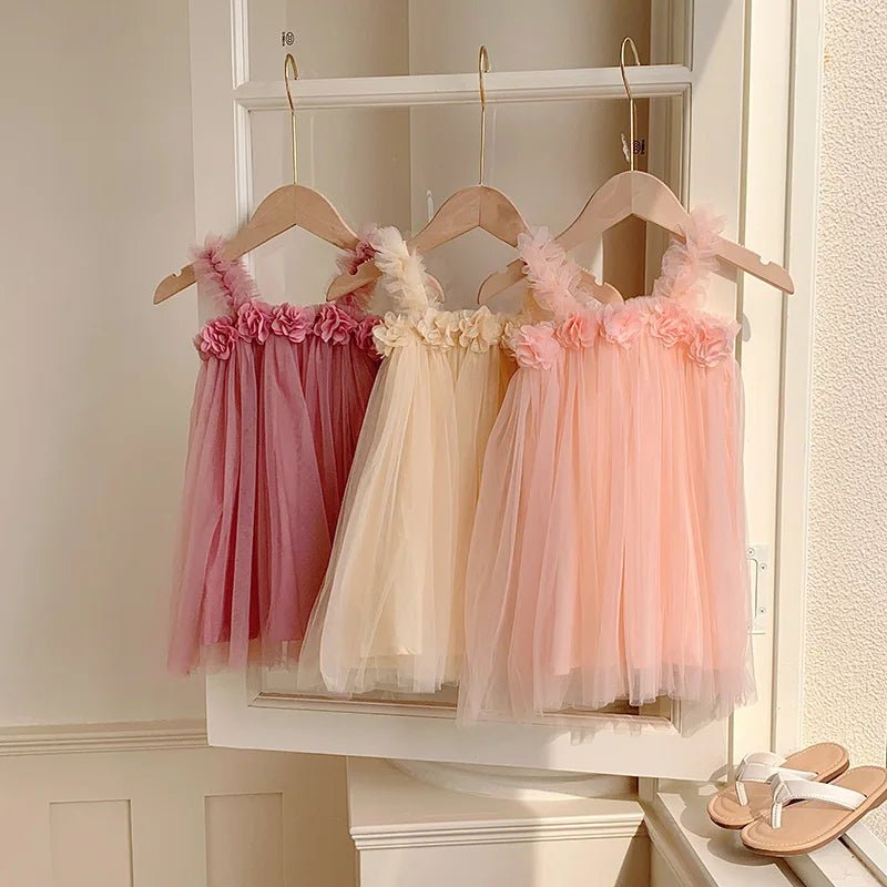 Vestido Tule Básico Flor | 6M - 24 Meses - Betina Baby