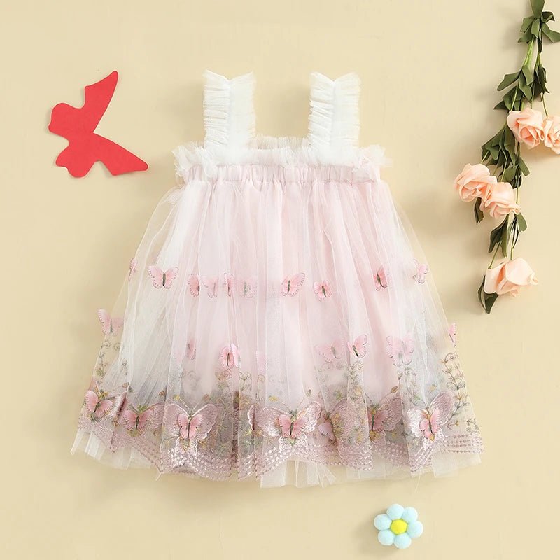Vestido Tule Bordado Borboletas | 0 - 24 Meses - Betina Baby