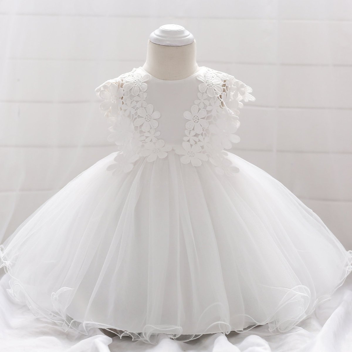 Vestido Tule Bordado Flores | 0 - 24 Meses - Betina Baby