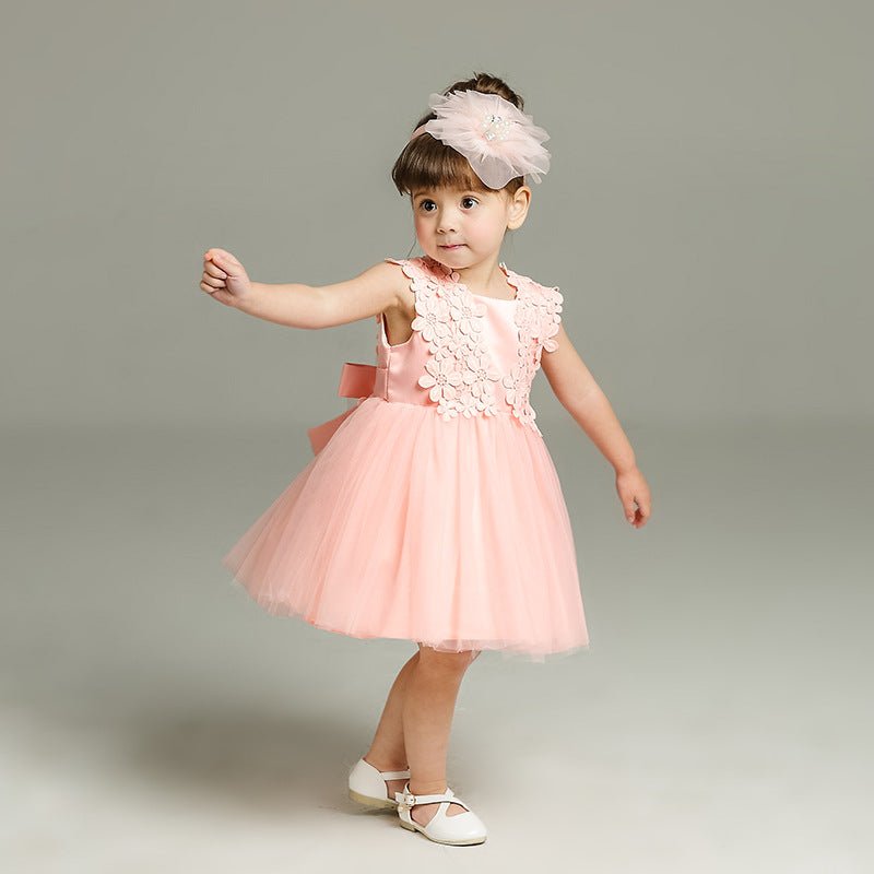 Vestido Tule Bordado Flores | 0 - 24 Meses - Betina Baby