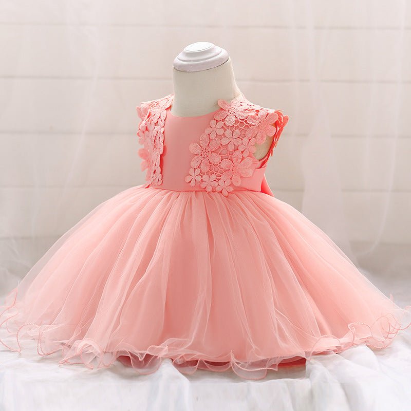 Vestido Tule Bordado Flores | 0 - 24 Meses - Betina Baby