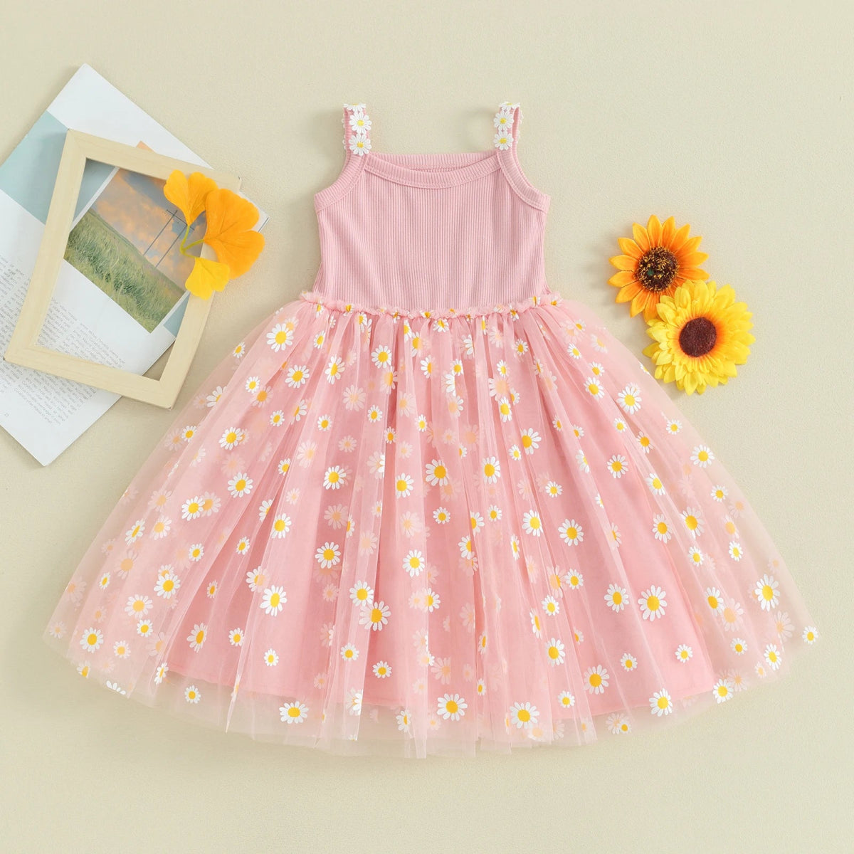 Vestido Tule Longo Margaridas | 6M - 3 Anos - Betina Baby