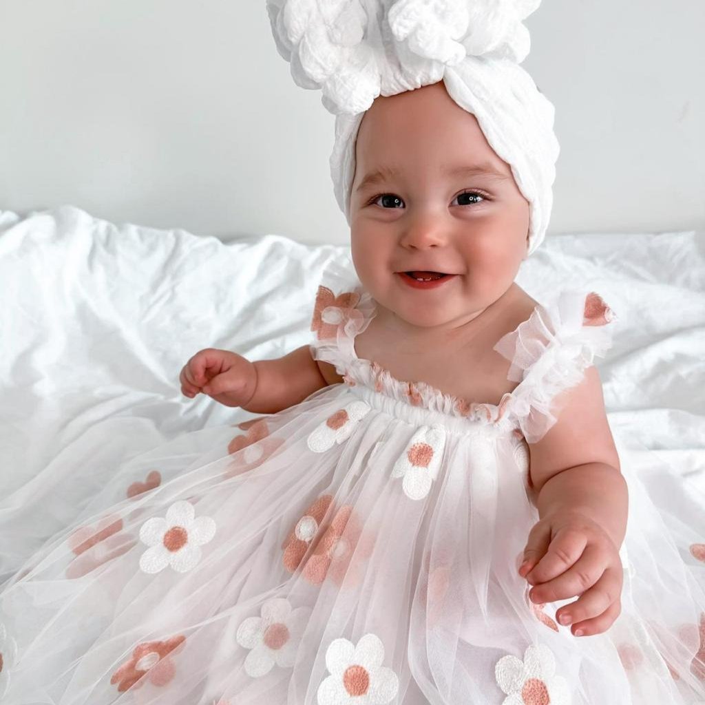 Vestido Tule Maxi Flores | 0 - 24 Meses - Betina Baby