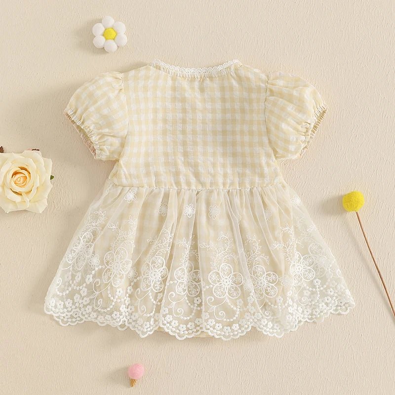 Vestido Xadrez Rendado | 3 - 18 Meses - Betina Baby