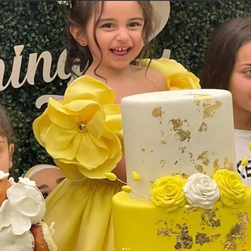 Vestido de Festa Cetim Flor | 6M-4 Anos - Betina Baby