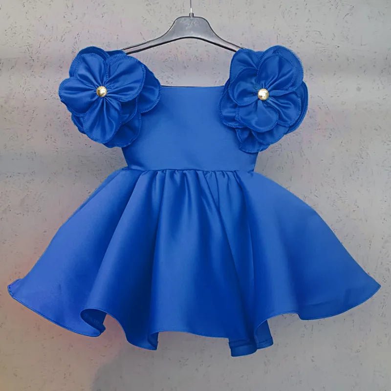 Vestido de Festa Cetim Flor | 6M-4 Anos - Betina Baby