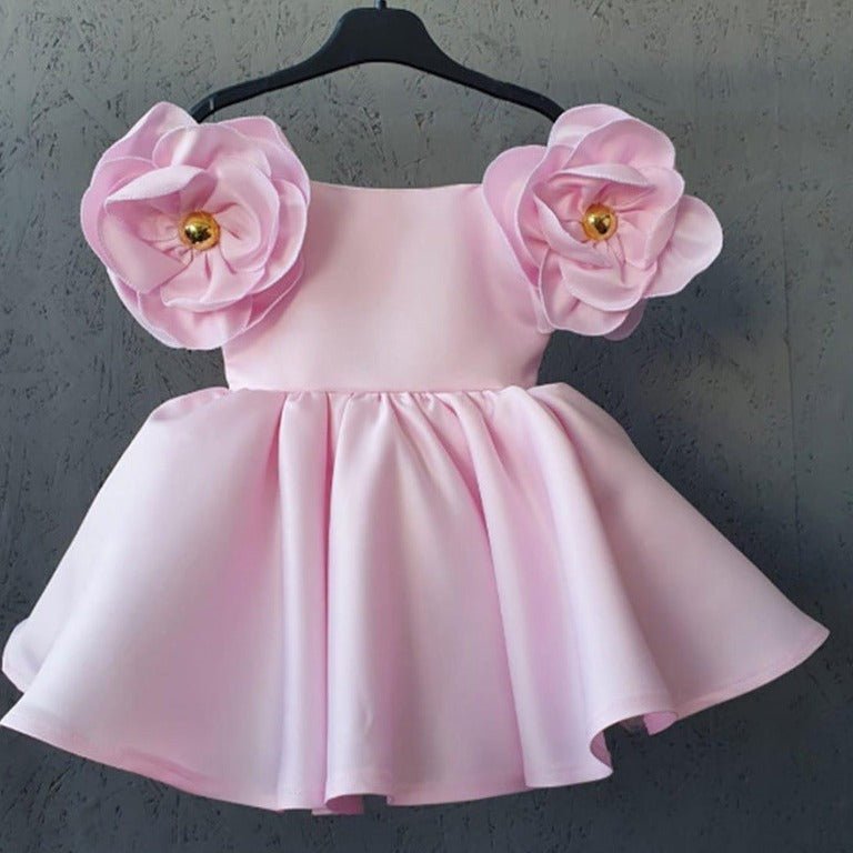 Vestido de Festa Cetim Flor | 6M-4 Anos - Betina Baby