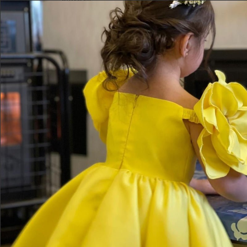Vestido de Festa Cetim Flor | 6M-4 Anos - Betina Baby