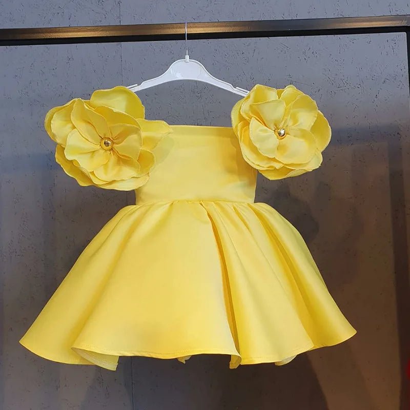 Vestido de Festa Cetim Flor | 6M-4 Anos - Betina Baby