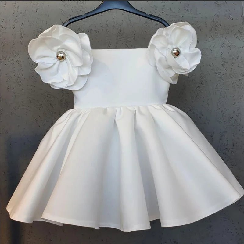 Vestido de Festa Cetim Flor | 6M-4 Anos - Betina Baby