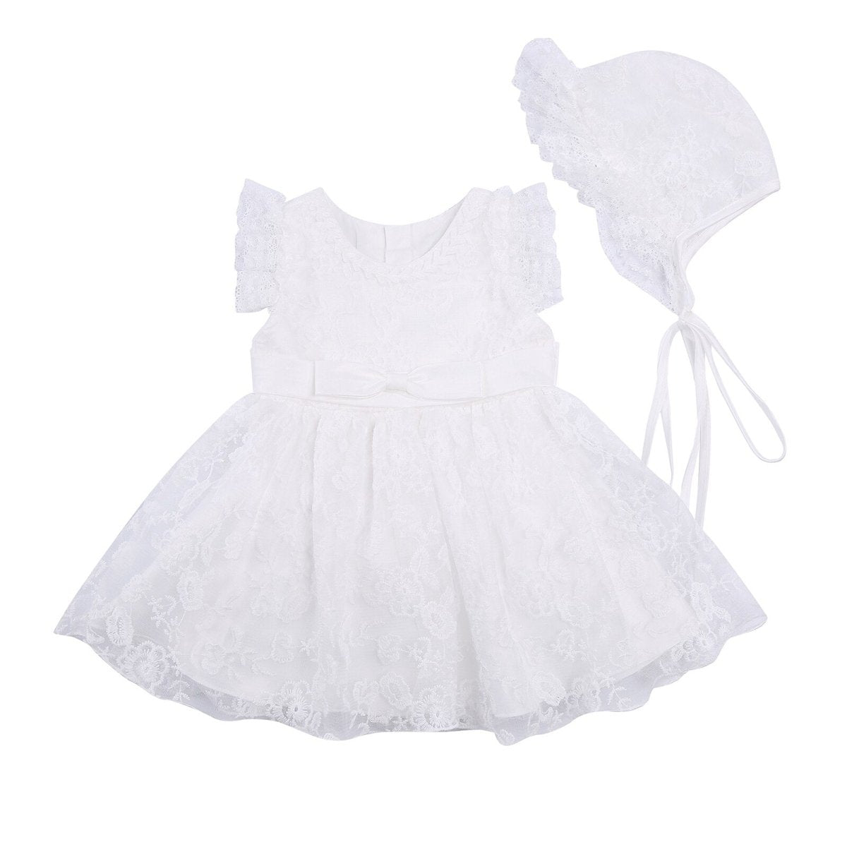 Vestido de Festa Renda + Touca | 0-24 Meses - Betina Baby