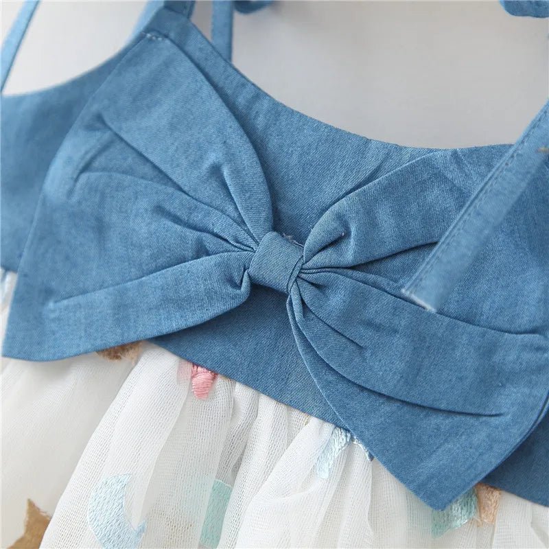 Vestido Jeans Tule Estrela | 0-24 Meses - Betina Baby
