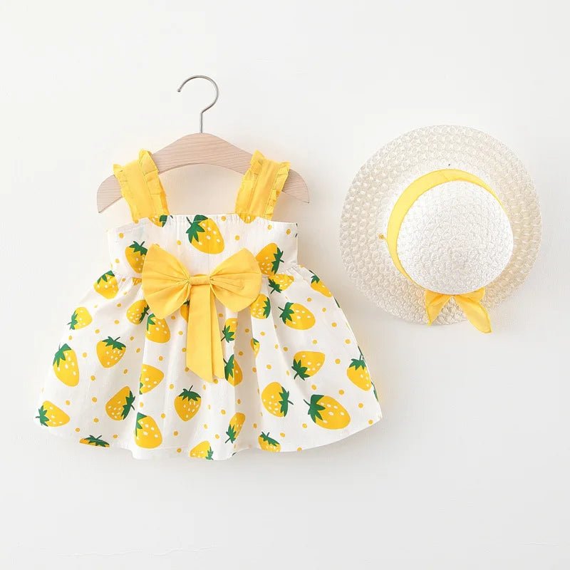 Vestido Morango + Chapéu | 6M-24 Meses - Betina Baby