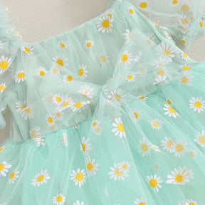 Vestido Tule Manga Margarida + Laço | 0-18 Meses