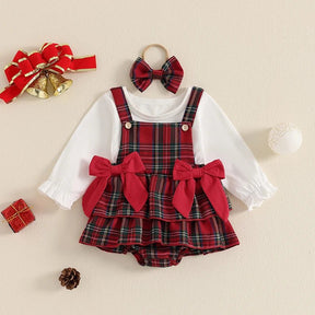 Conjunto Body Xadrez Natal | 0 - 18 Meses - Betina Baby