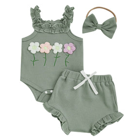 Conjunto Flores + Laço | 0 - 18 Meses - Betina Baby
