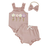 Conjunto Flores + Laço | 0 - 18 Meses - Betina Baby