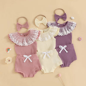 Conjunto Rendado + Laço | 0 - 18 Meses - Betina Baby
