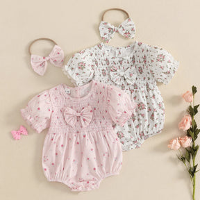 Macacão Floral + Laço | 0 - 18 Meses - Betina Baby