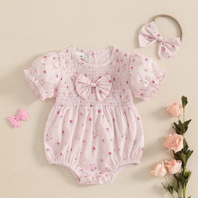 Macacão Floral + Laço | 0 - 18 Meses - Betina Baby