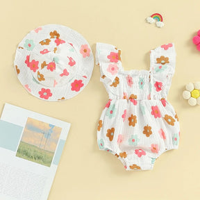 Macacão Flores + Chapéu | 0 - 24 Meses - Betina Baby
