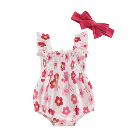 Macacão Flores + Laço | 0 - 18 Meses - Betina Baby