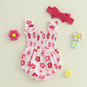 Macacão Flores + Laço | 0 - 18 Meses - Betina Baby