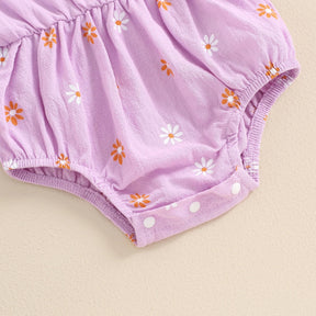 Macacão Flores Minimalista + Laço | 0 - 18 Meses - Betina Baby