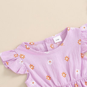 Macacão Flores Minimalista + Laço | 0 - 18 Meses - Betina Baby