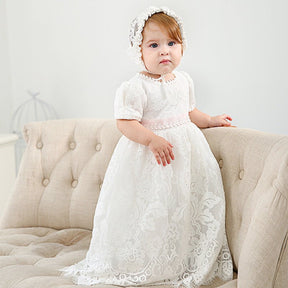 Vestido Batizado Longo Tule | 0 - 24 Meses - Betina Baby
