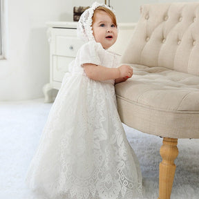 Vestido Batizado Longo Tule | 0 - 24 Meses - Betina Baby