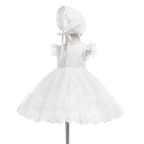 Vestido Batizado Tule + Touca | 0 - 24 Meses - Betina Baby