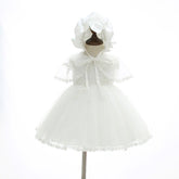 Vestido Batizado Tule + Touca | 0 - 24 Meses - Betina Baby